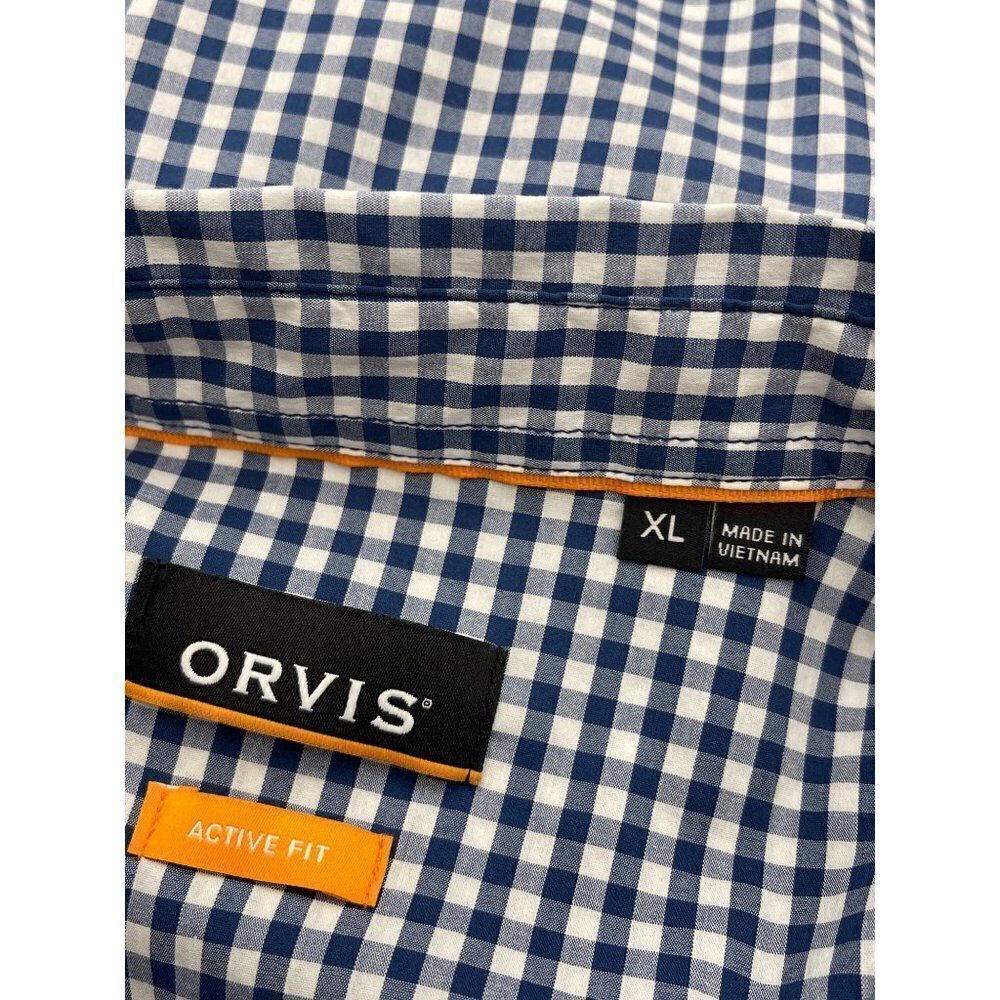 Orvis Active Fit Blue White Plaid Short Sleeve Shirt Size XL - Picture 9 of 12